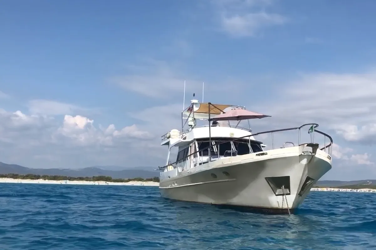 Exterior view of Dreamaway, a Gulet Waverunner 55 motor yacht at Olbia, Italy
