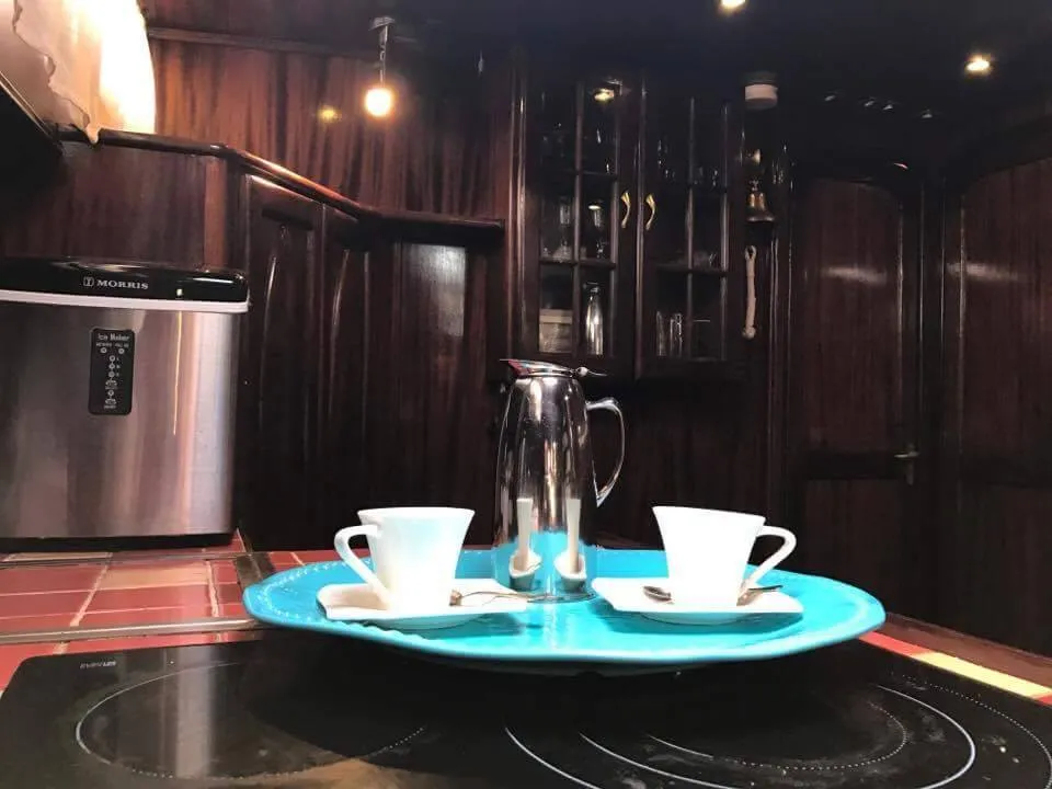 Galley of Dreamaway, a Gulet Waverunner 55 motor yacht at Olbia, Italy