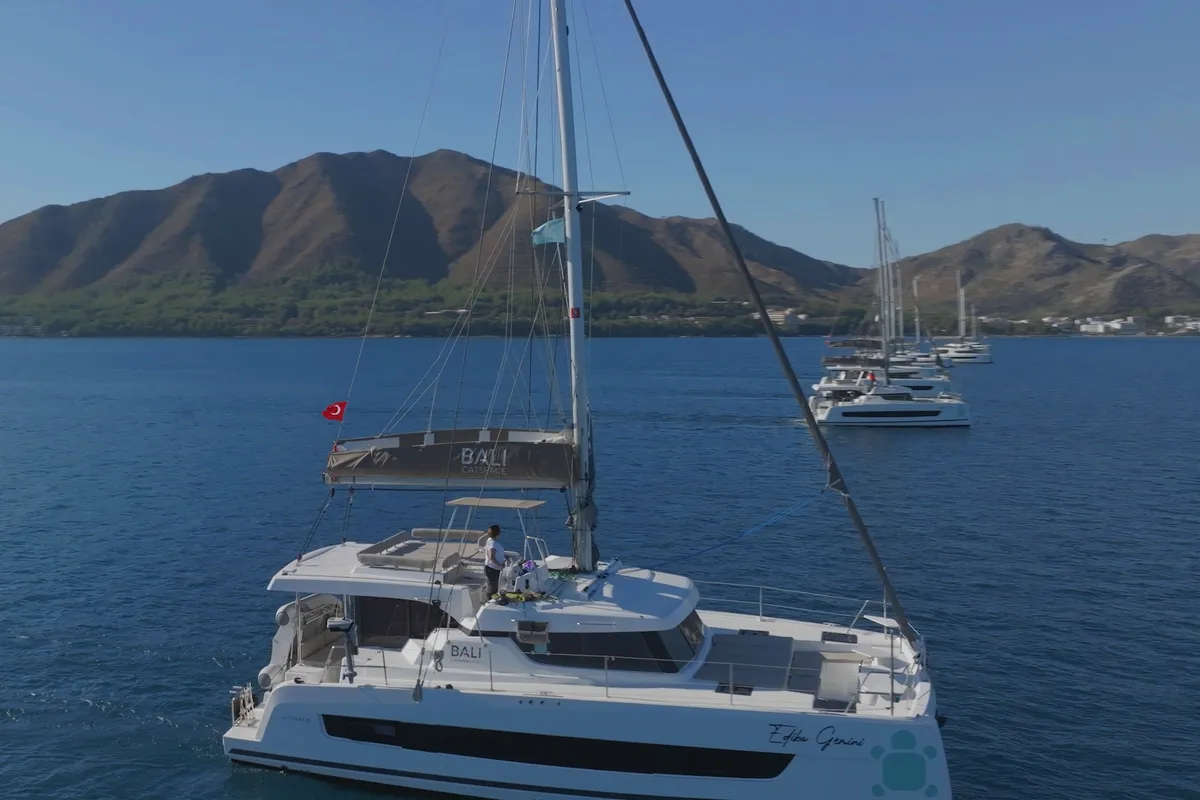 Exterior view of Gemini, a Bali Catspace catamaran at Marmaris, Turkey