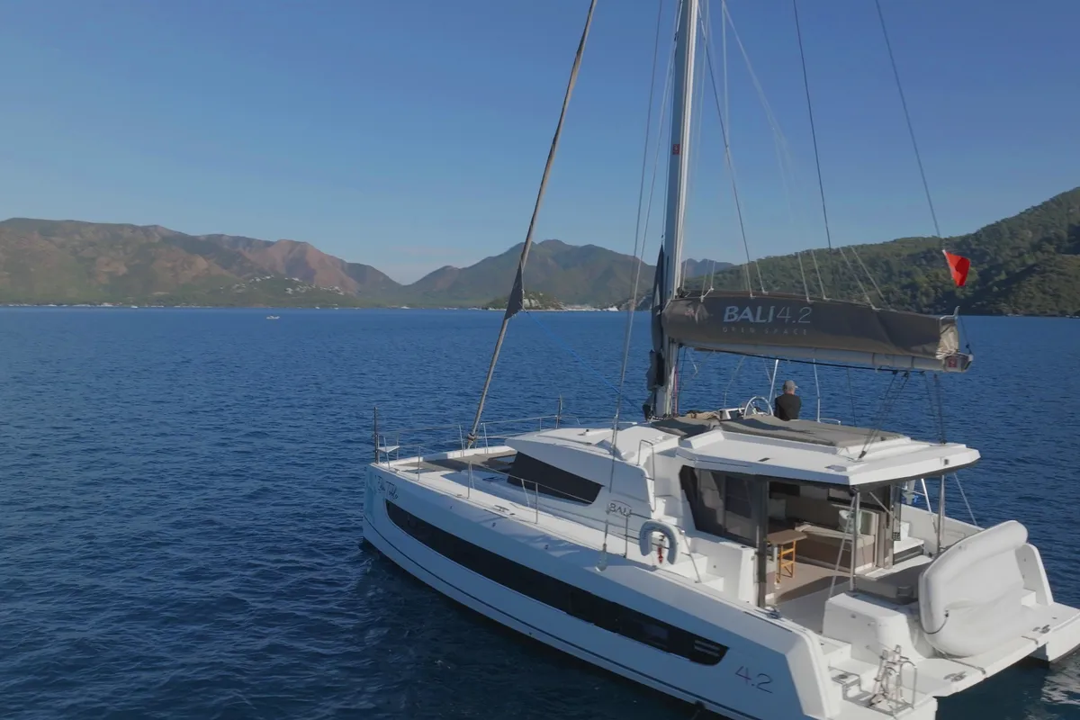 Exterior view of Gemini, a Bali Catspace catamaran at Marmaris, Turkey