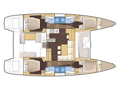 Floor plan of La Leutenente, a Lagoon 450 catamaran at Alameda, United States