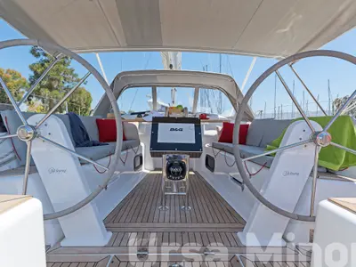Cockpit of Ursa Minor, a Hanse 345 sailboat at Preveza, Greece