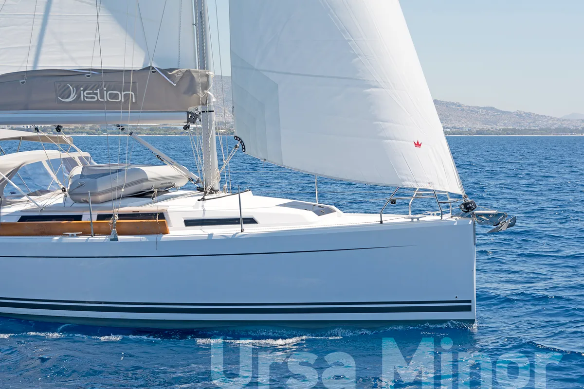 Exterior view of Ursa Minor, a Hanse 345 sailboat at Preveza, Greece