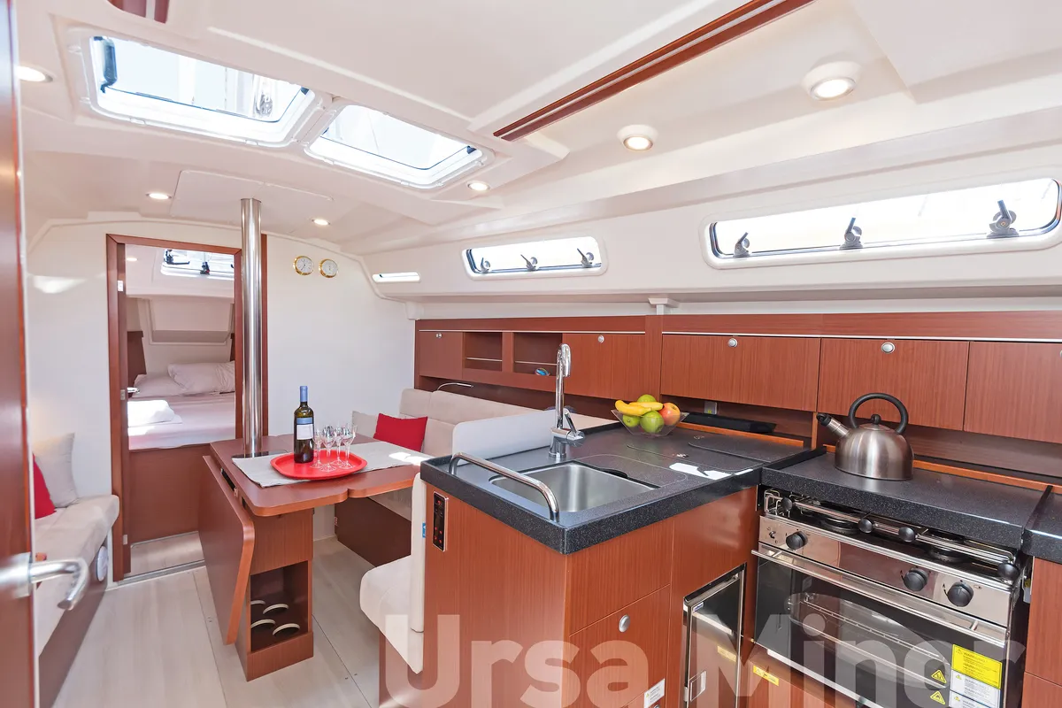 Galley of Ursa Minor, a Hanse 345 sailboat at Preveza, Greece
