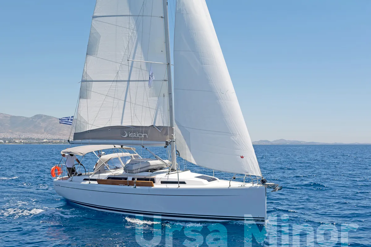 Exterior view of Ursa Minor, a Hanse 345 sailboat at Preveza, Greece