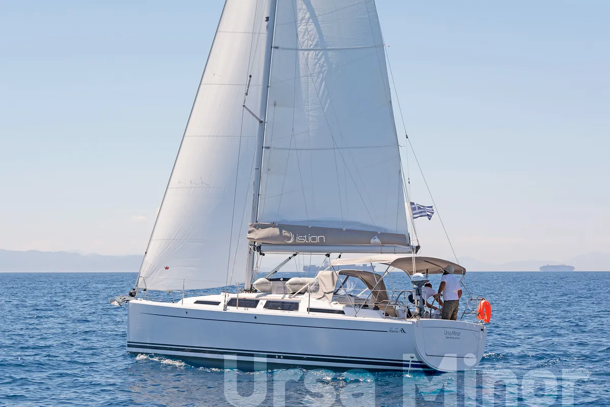 Exterior view of Ursa Minor, a Hanse 345 sailboat at Preveza, Greece