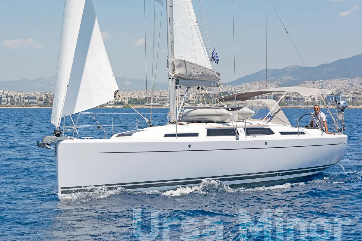 Exterior view of Ursa Minor, a Hanse 345 sailboat at Preveza, Greece