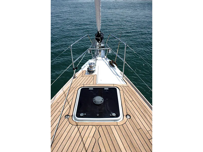 Deck of Achilles, a Jeanneau Sun Odyssey 509 sailboat at Lavreotiki Municipal Unit, Greece
