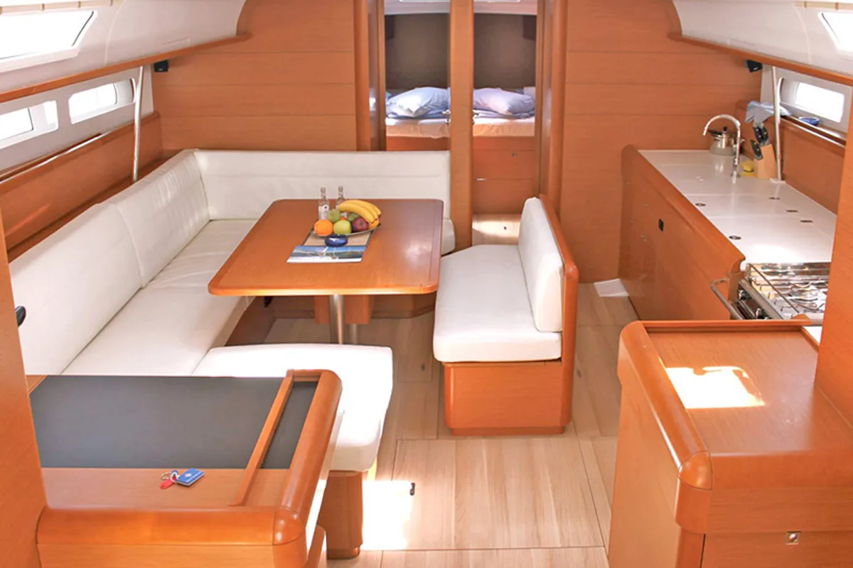 Salon of Achilles, a Jeanneau Sun Odyssey 509 sailboat at Lavreotiki Municipal Unit, Greece