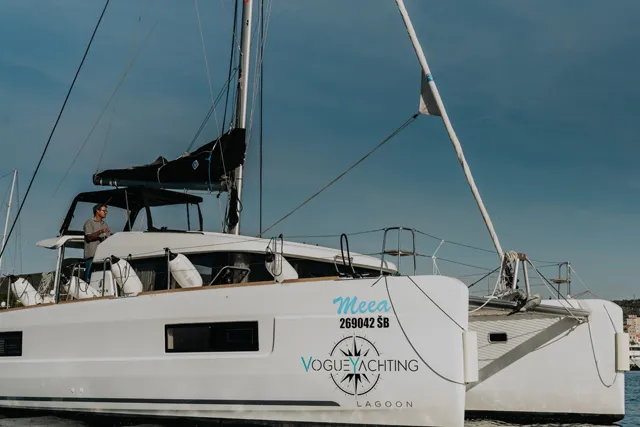 Salon of Meea, a Lagoon 40 catamaran at Grad Šibenik, Croatia