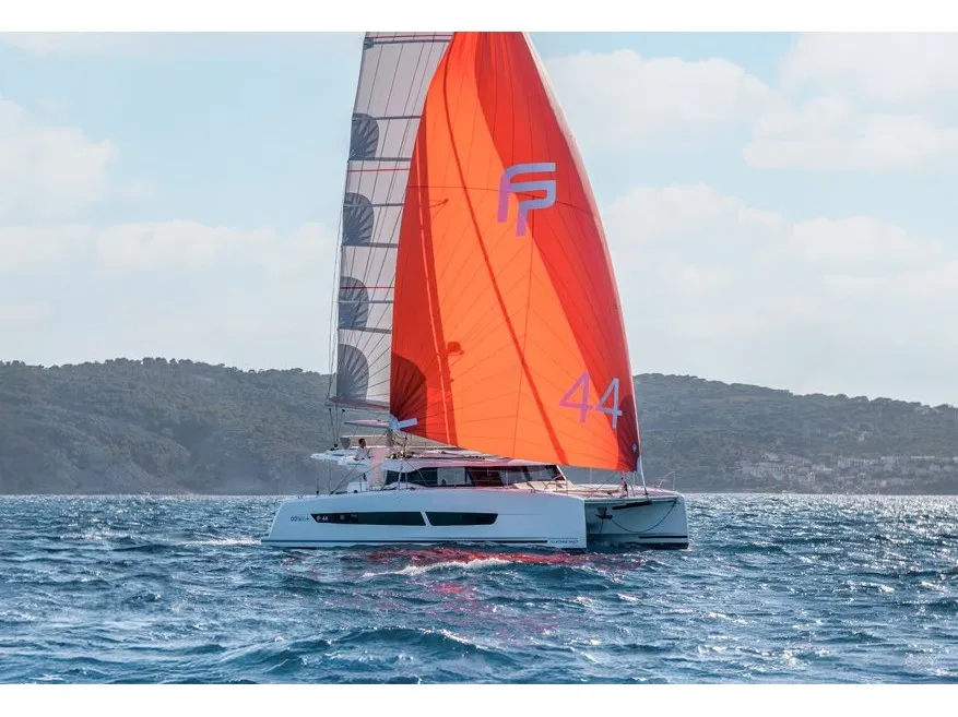 Exterior view of Fp New In Fleet, a Fountaine Pajot FP 44 catamaran at Općina Sukošan, Croatia
