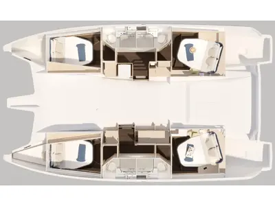Floor plan of Fp New In Fleet, a Fountaine Pajot FP 44 catamaran at Općina Sukošan, Croatia