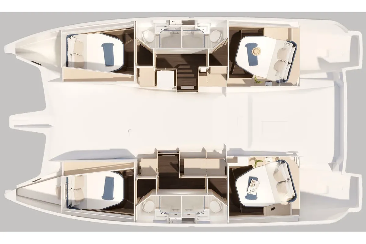 Floor plan of Fp New In Fleet, a Fountaine Pajot FP 44 catamaran at Općina Sukošan, Croatia