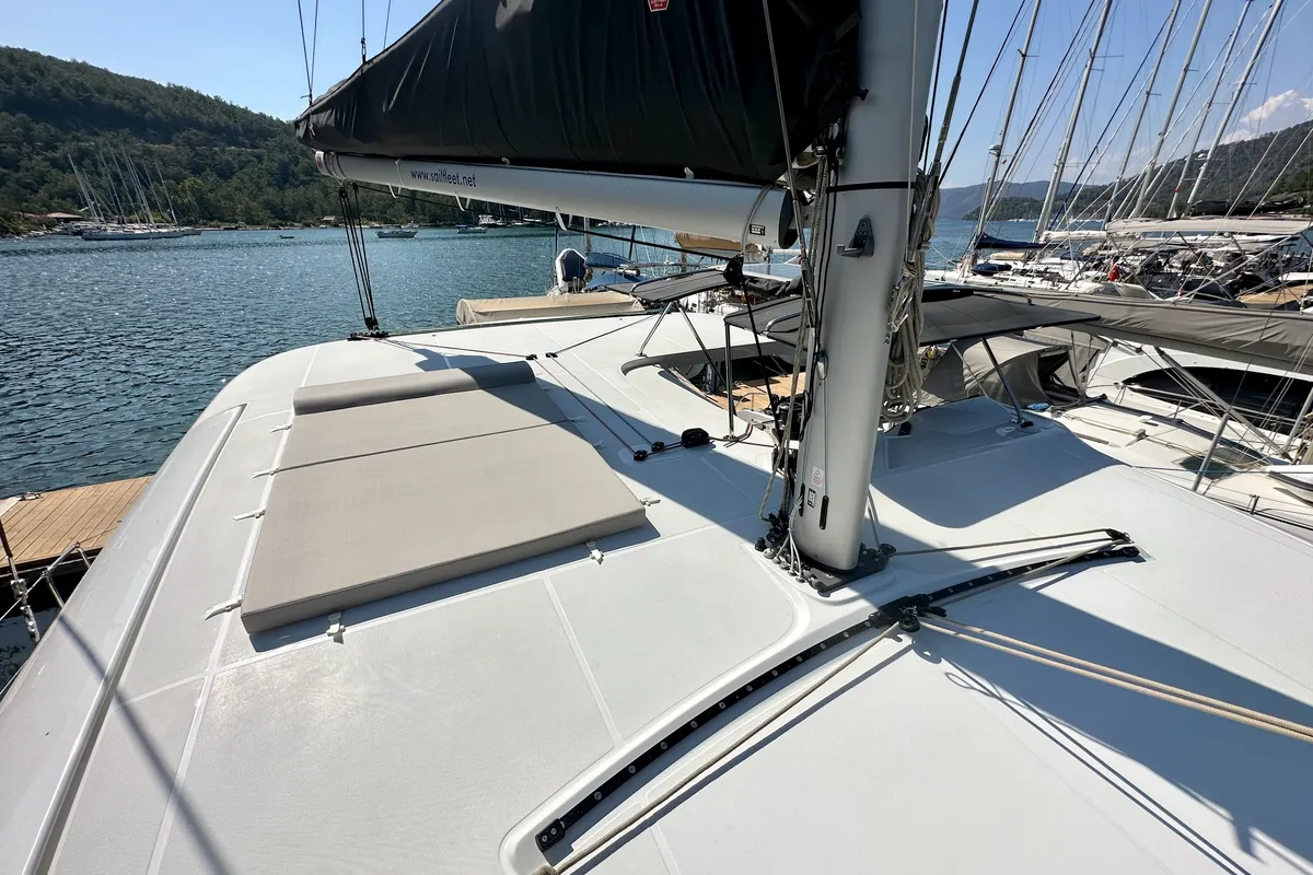 Deck of Lagoon 42, a catamaran at Marmaris, Turkey