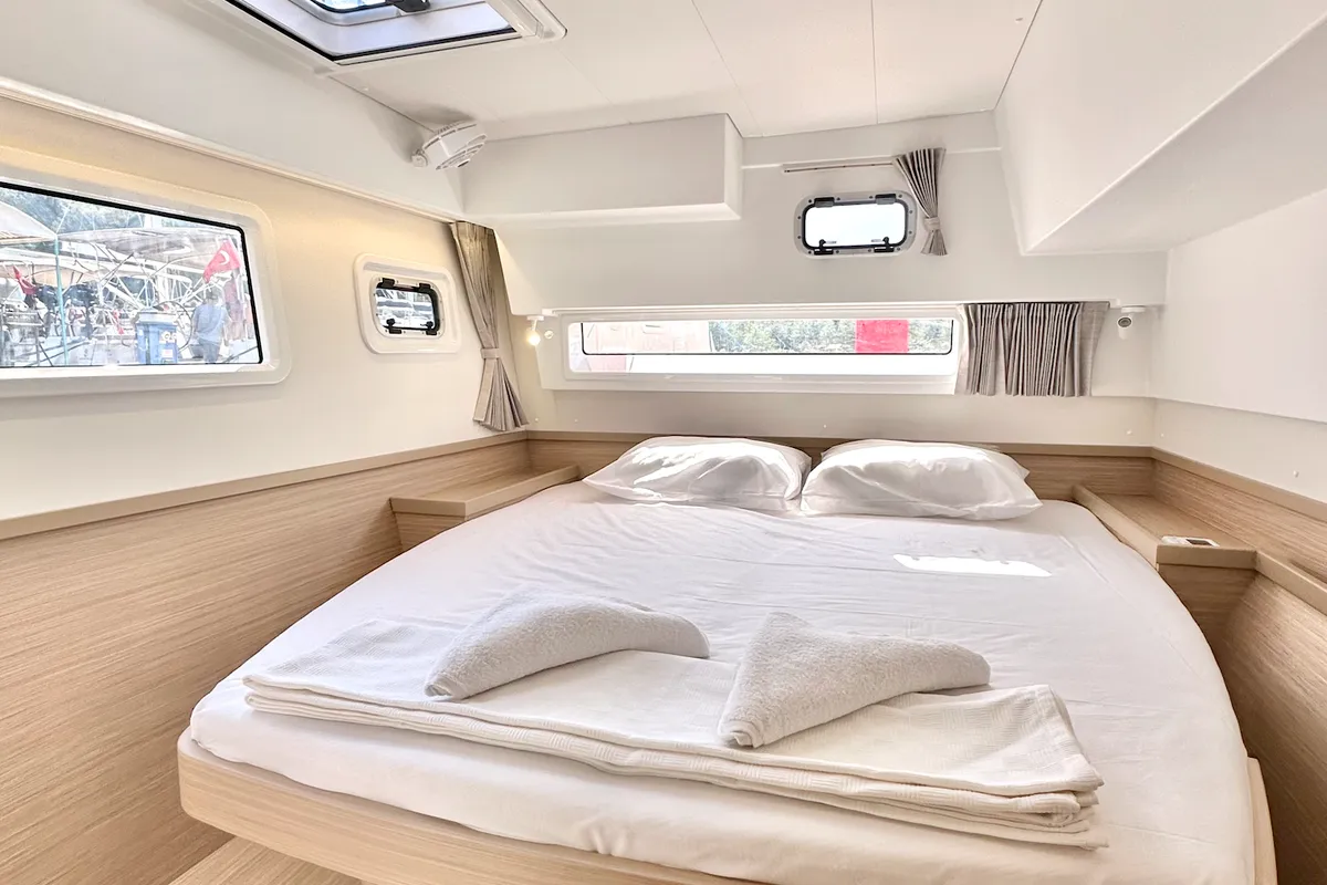 Head on Lagoon 42, a catamaran at Marmaris, Turkey