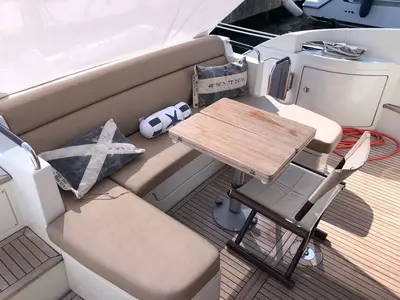 Deck of AMBRA, a Azimut 43 S motorboat at Primošten, Croatia