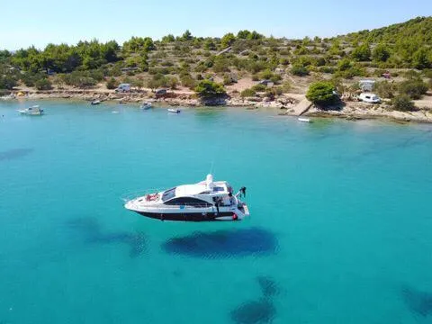 Exterior view of AMBRA, a Azimut 43 S motorboat at Primošten, Croatia