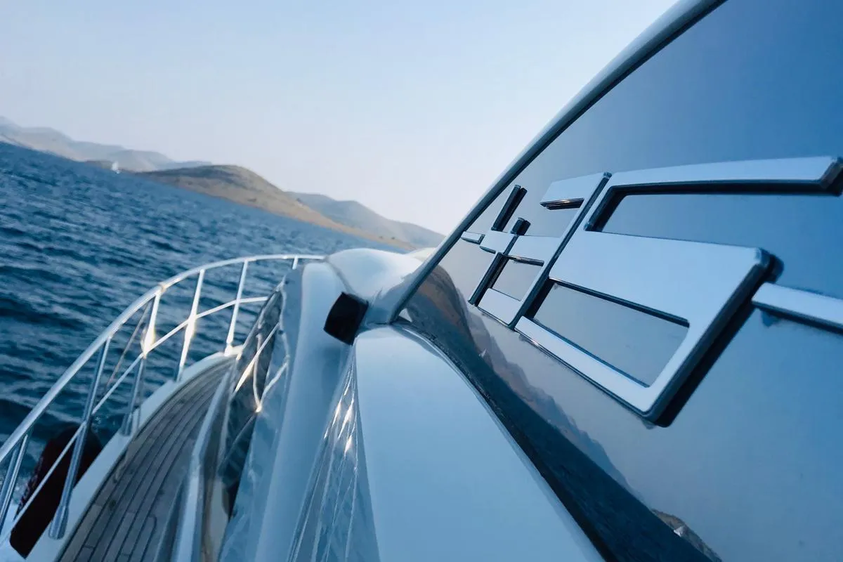 Exterior view of AMBRA, a Azimut 43 S motorboat at Primošten, Croatia