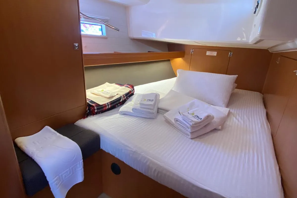 Cabin on Protein, a Bavaria Cruiser 46 sailboat at Marmaris, Turkey