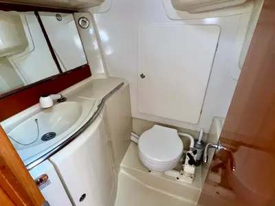 Head on Nefeli, a Dufour 34 sailboat at Rhodes, Greece