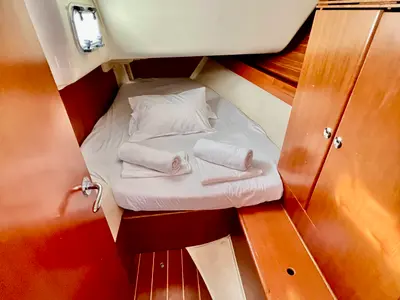 Cabin on Nefeli, a Dufour 34 sailboat at Rhodes, Greece