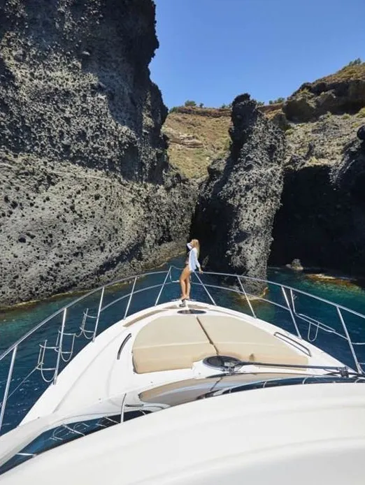 Agia Marina, a Cranchi Mediterranee 43 motorboat at Thira Municipal Unit, Greece