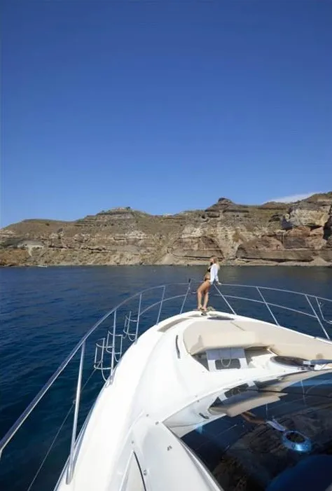 Agia Marina, a Cranchi Mediterranee 43 motorboat at Thira Municipal Unit, Greece