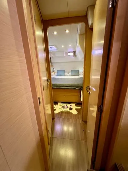 Cabin on Branchia, a Lagoon 450 Fly catamaran at Naples, Italy