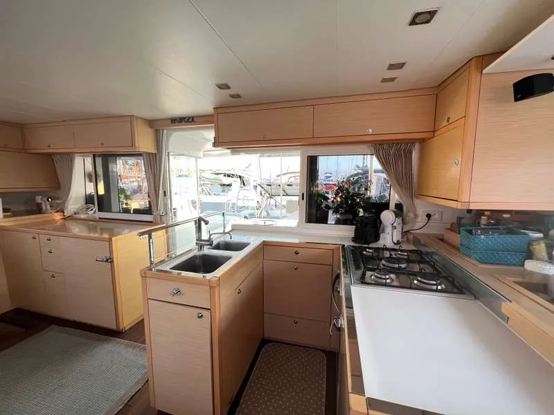 Galley of Branchia, a Lagoon 450 Fly catamaran at Naples, Italy