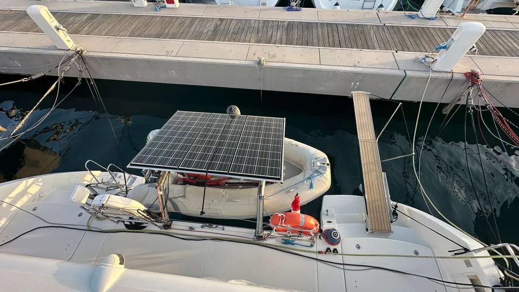 Branchia, a Lagoon 450 Fly catamaran at Naples, Italy