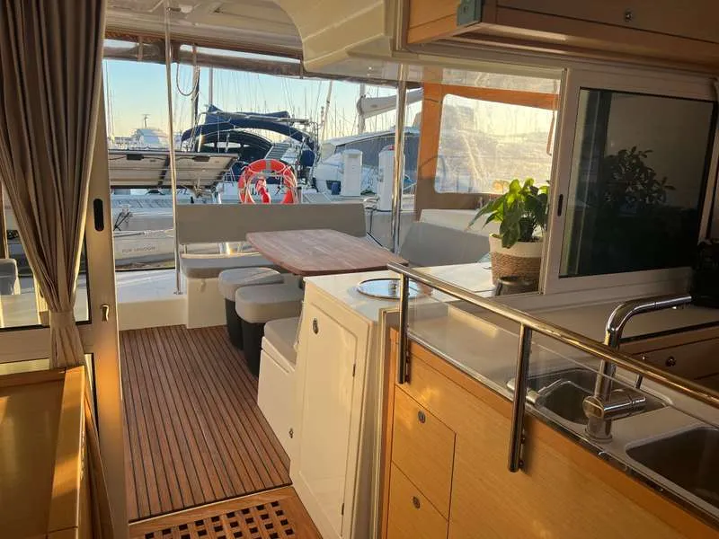 Galley of Branchia, a Lagoon 450 Fly catamaran at Naples, Italy