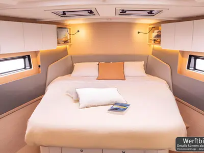 Cabin on Gimme! Gimme!, a Dufour 44 sailboat at Palma de Mallorca, Spain