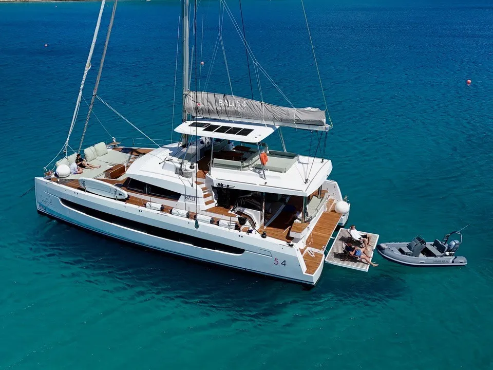 Exterior view of Mastermind II, a Bali 5.4 catamaran at Alameda, United States