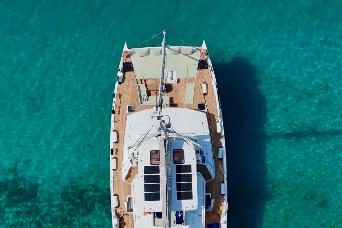 Exterior view of Mastermind II, a Bali 5.4 catamaran at Alameda, United States