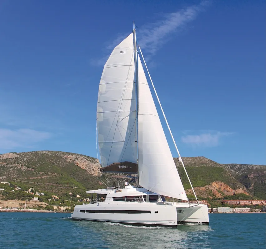 Exterior view of Mastermind II, a Bali 5.4 catamaran at Alameda, United States