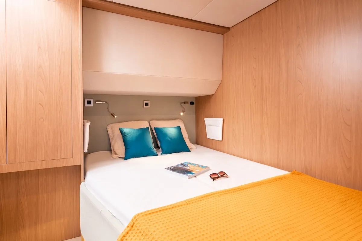 Cabin on Mastermind II, a Bali 5.4 catamaran at Alameda, United States