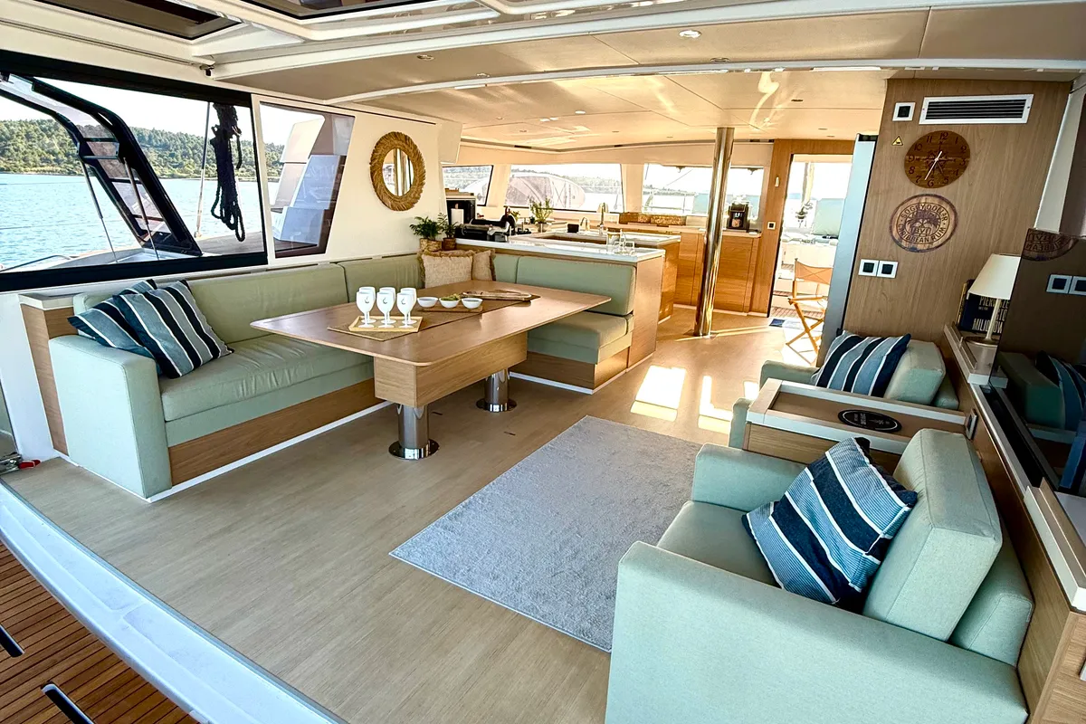 Salon of Mastermind II, a Bali 5.4 catamaran at Alameda, United States