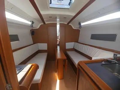 Salon of Fig, a Jeanneau Sun Odyssey 349 sailboat at Pula, Croatia