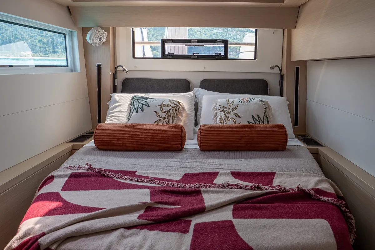 Cabin on Sailuxe - Fichetto, a Lagoon 51 catamaran at Castellammare del Golfo, Italy