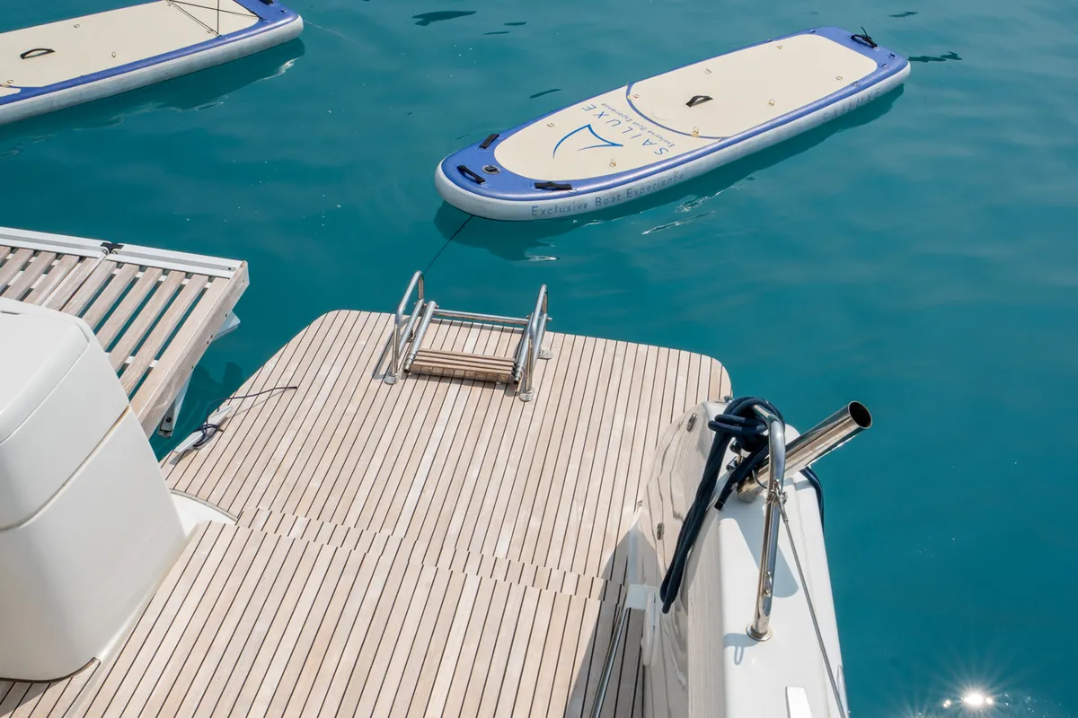 Deck of Sailuxe - Fichetto, a Lagoon 51 catamaran at Castellammare del Golfo, Italy