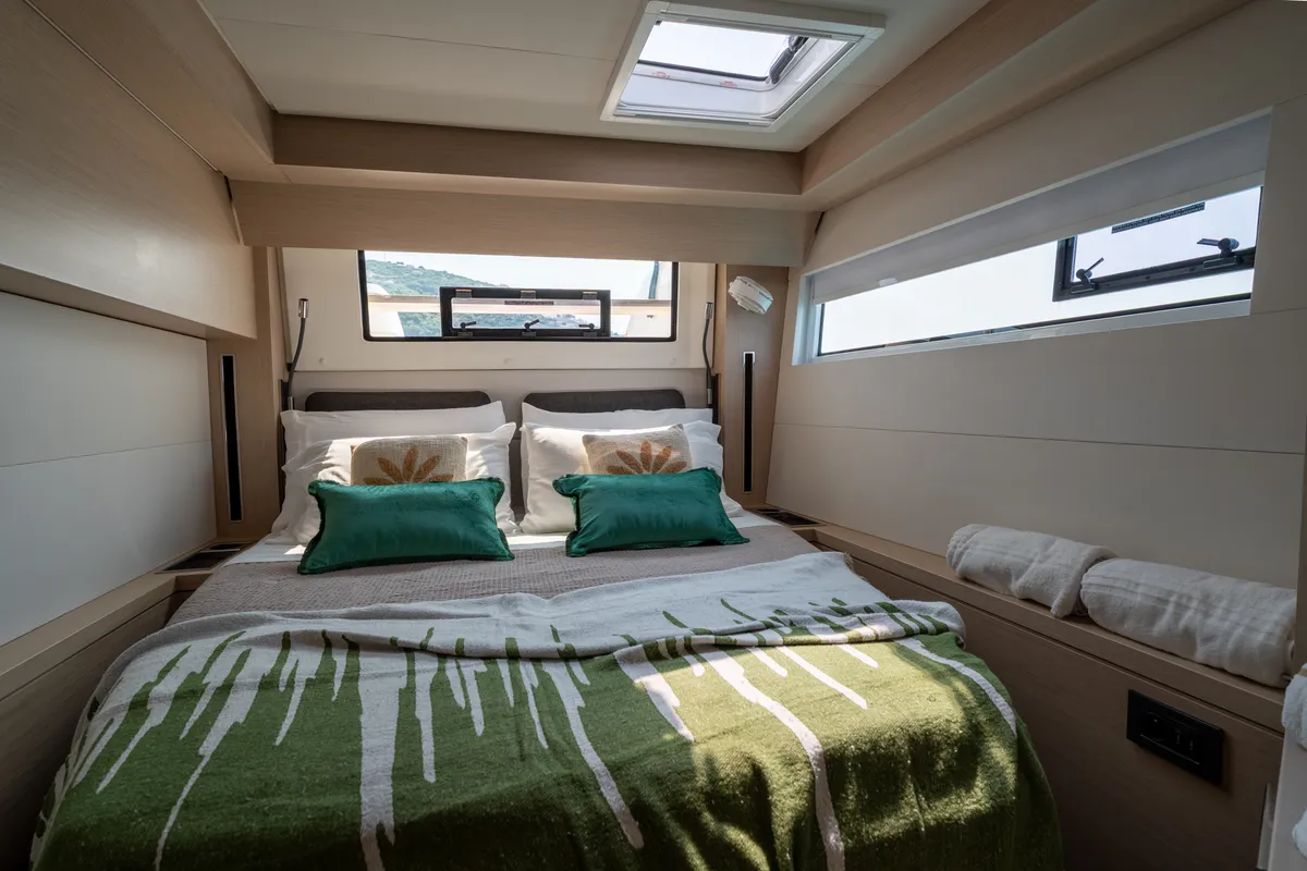Cabin on Sailuxe - Fichetto, a Lagoon 51 catamaran at Castellammare del Golfo, Italy