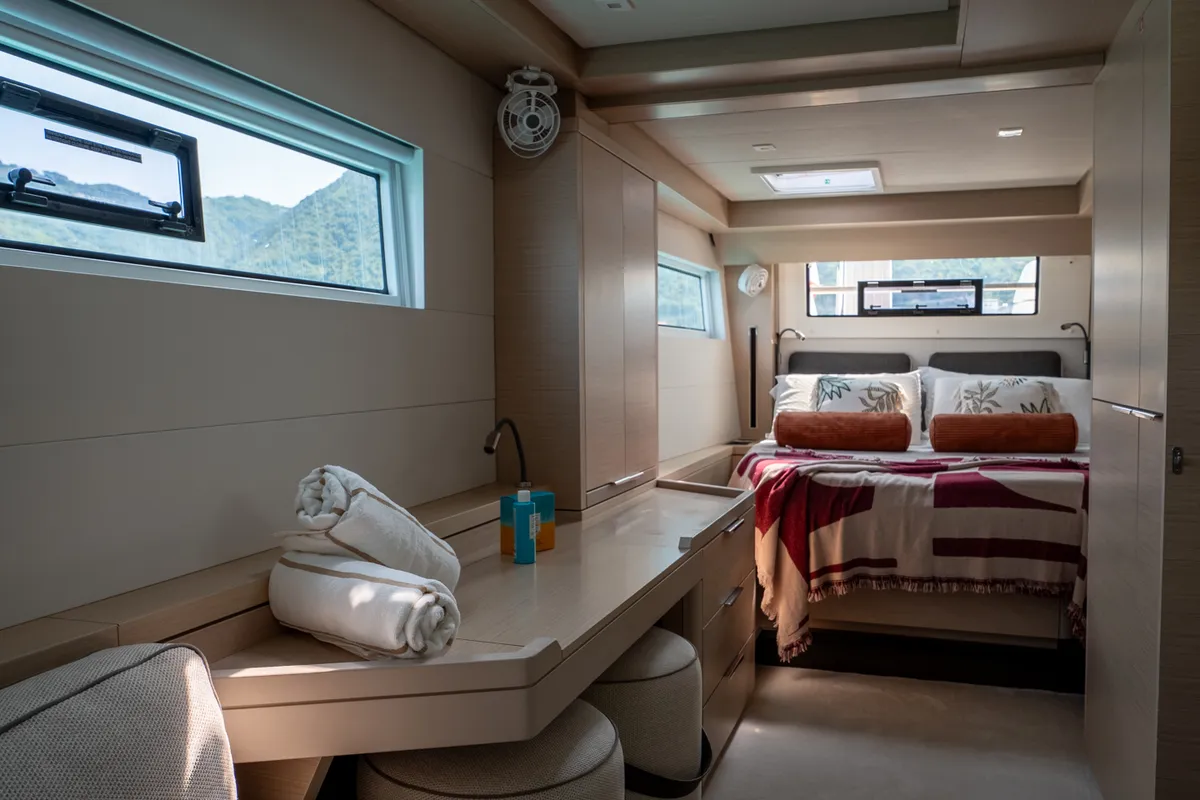 Head on Sailuxe - Fichetto, a Lagoon 51 catamaran at Castellammare del Golfo, Italy