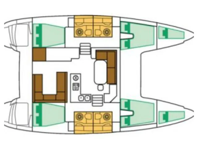 Floor plan of Anemoessa, a Lagoon 400 S2 catamaran at Athens, Greece