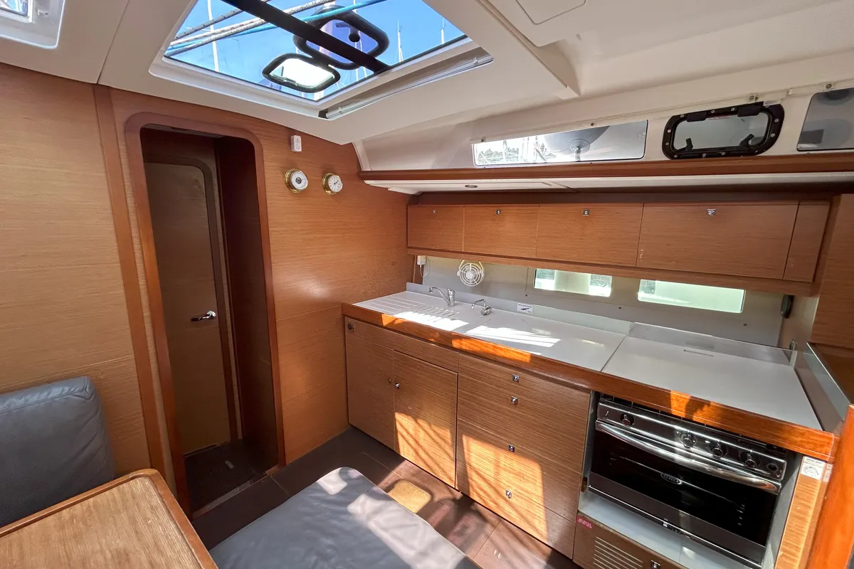 Galley of Good Luck, a Dufour 460 GL sailboat at Primošten, Croatia