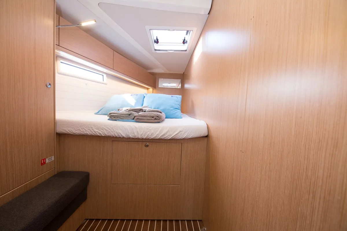 Cabin on Bamboo, a Bavaria Cruiser 51 sailboat at Marmaris, Turkey