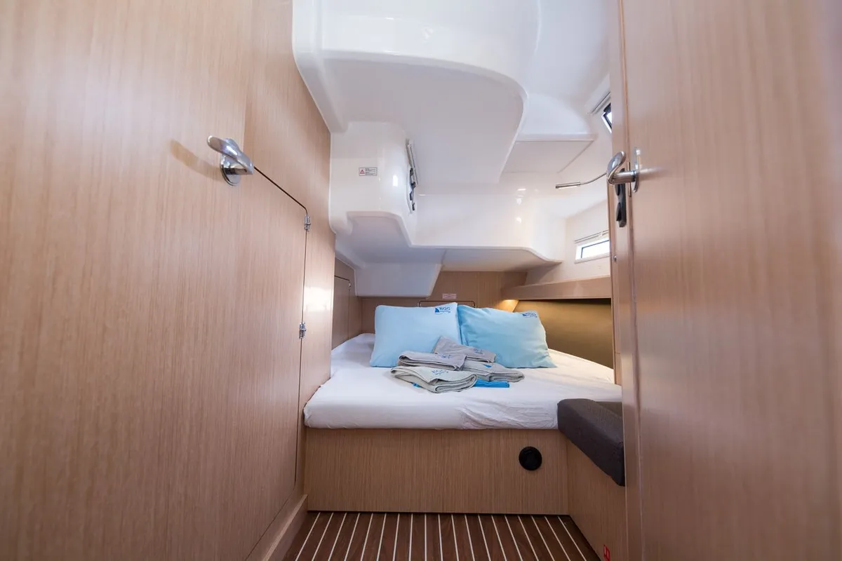 Cabin on Bamboo, a Bavaria Cruiser 51 sailboat at Marmaris, Turkey