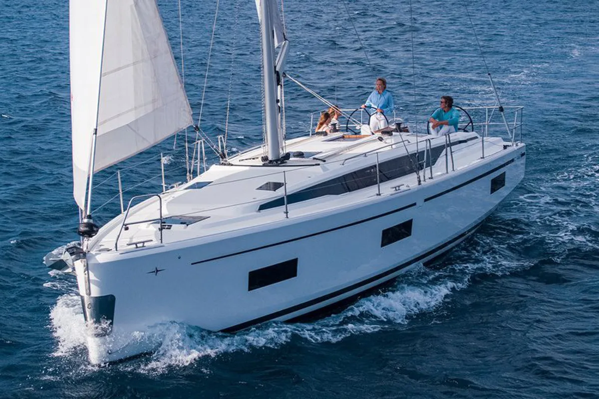 Exterior view of Olivia, a Bavaria 42 Cruiser sailboat at Castellammare di Stabia, Italy