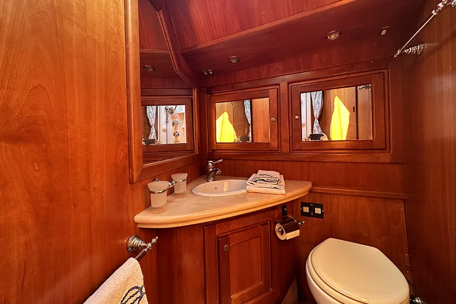 Comfort, a Vismara Starkel 56 sailboat at Cannigione, Italy