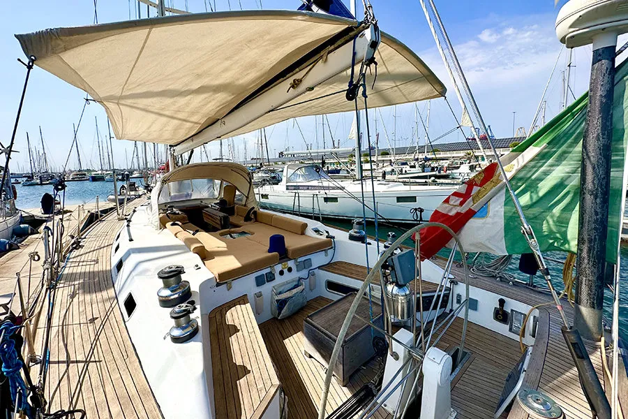 Comfort, a Vismara Starkel 56 sailboat at Cannigione, Italy