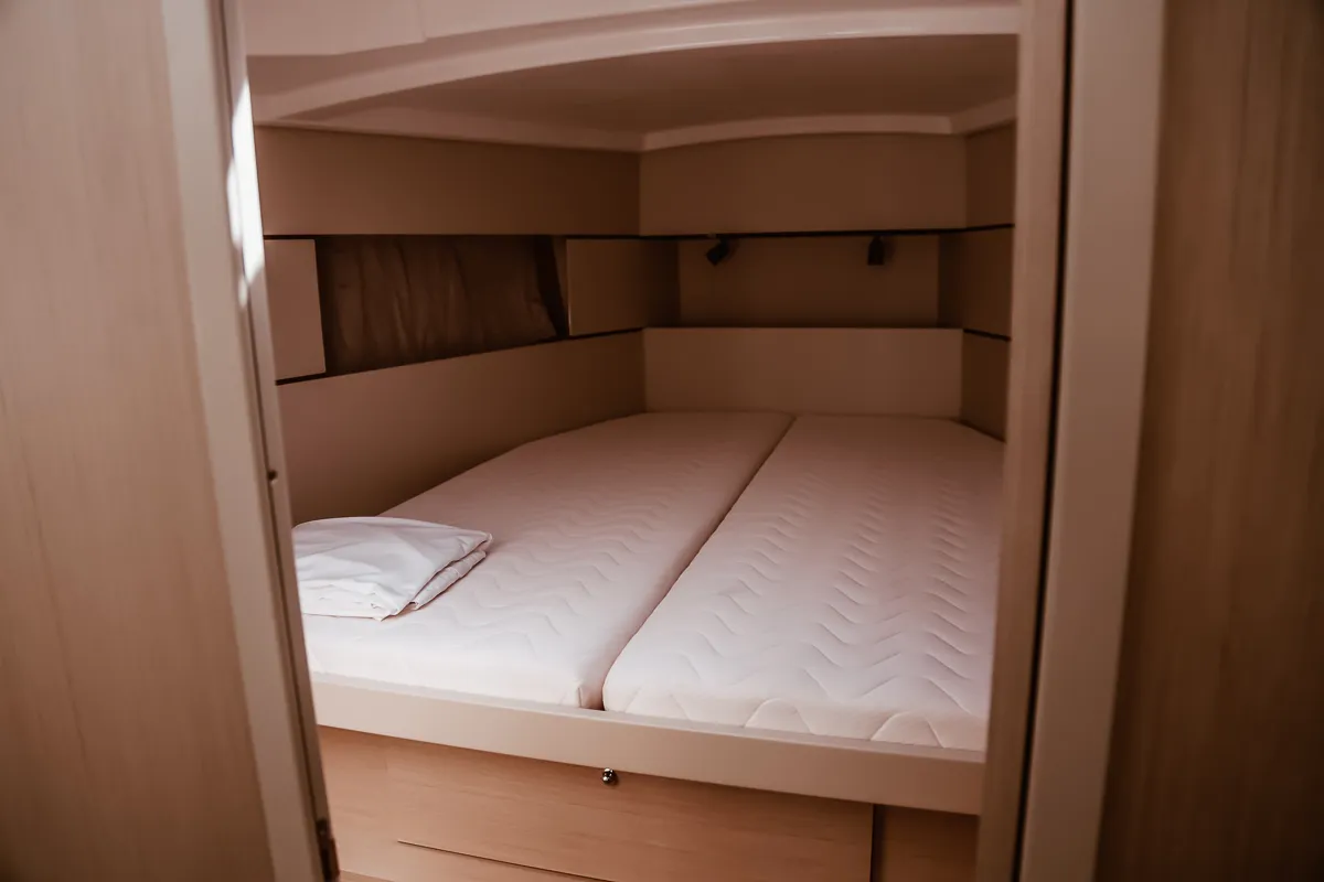 Cabin on Sea Wolf, a Beneteau Oceanis 38.1 sailboat at Punta Ala, Italy